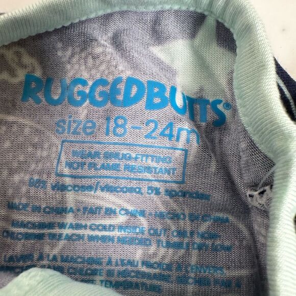 NWT Ruggedbutts Toddler Bamboo Blue Space Graphic Romper Footie Pajamas - 12-18M - Picture 4 of 12